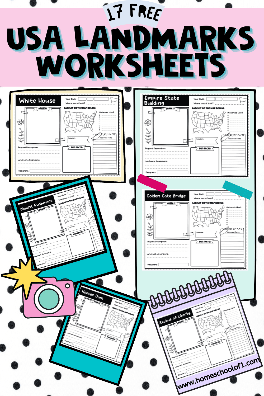 Free American Landmarks Worksheets
