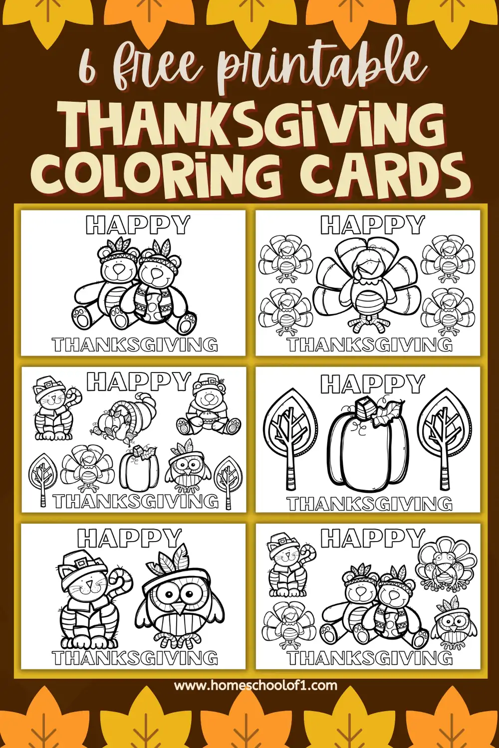 Thanksgiving Coloring Cards