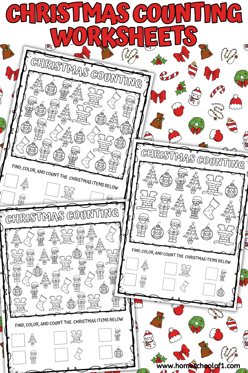 christmas counting worksheets
