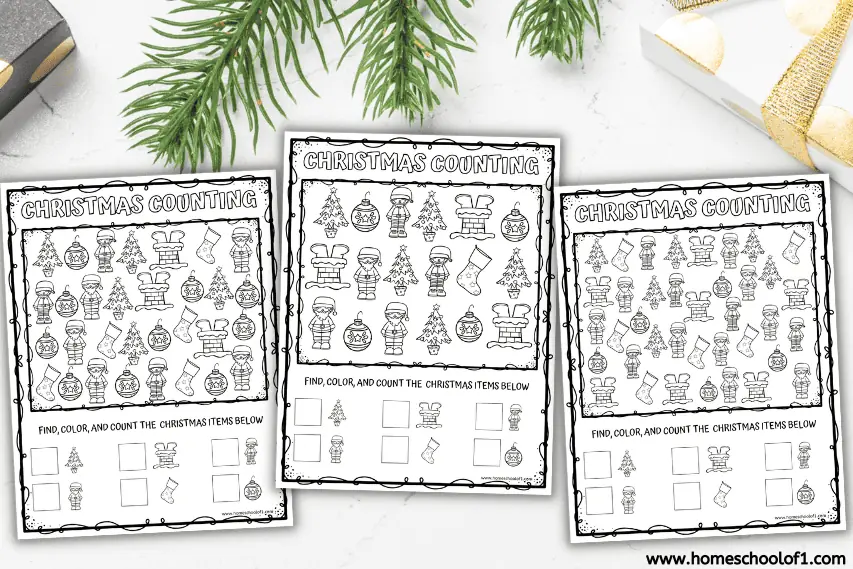 Christmas Counting Worksheets (3 free printables)