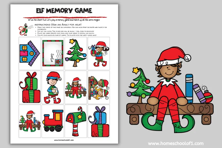 Free Elf Memory Game Printable | Best Christmas Matching Game