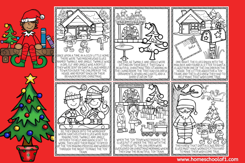 free elf story coloring book