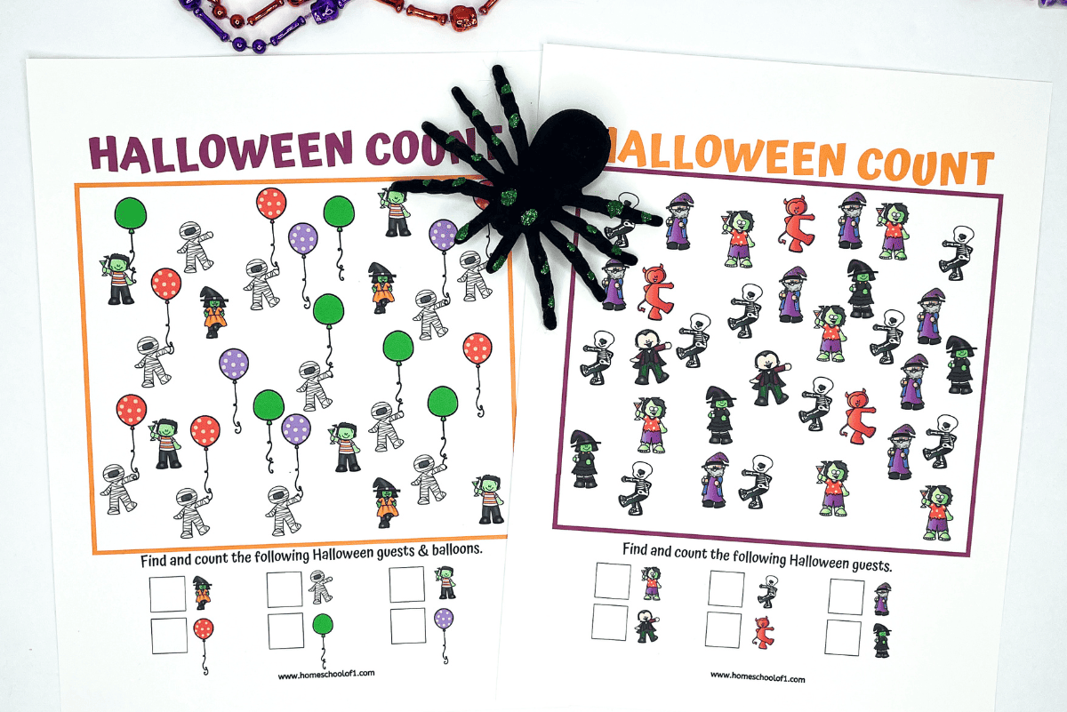 free printable halloween math worksheets