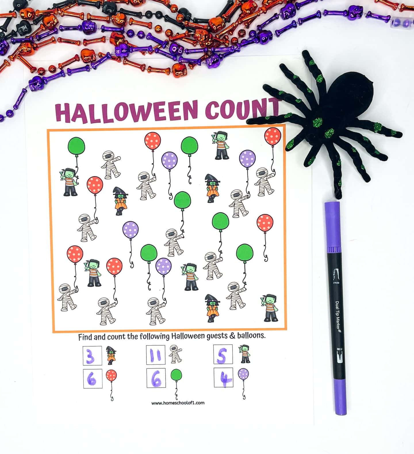 halloween counting worksheets pdf
