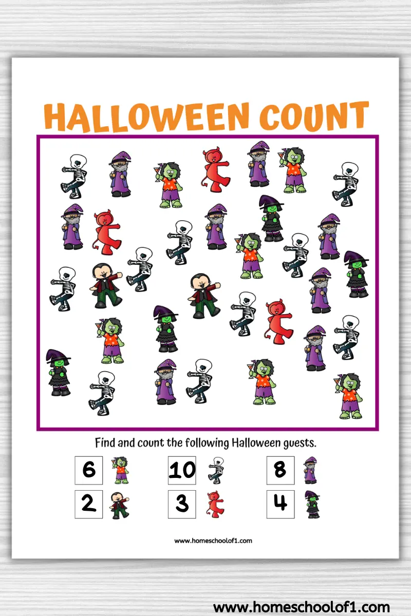 halloween counting worksheets