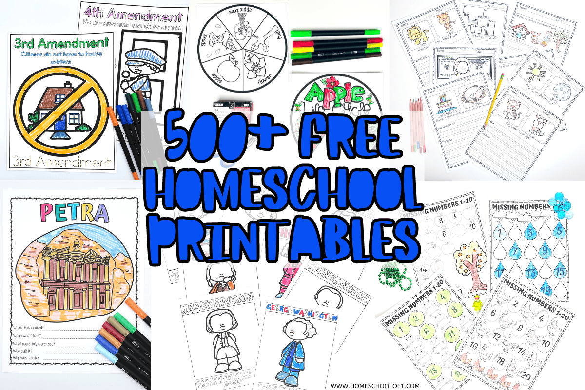 Free Homeschool Printables (Over 500 Worksheets)