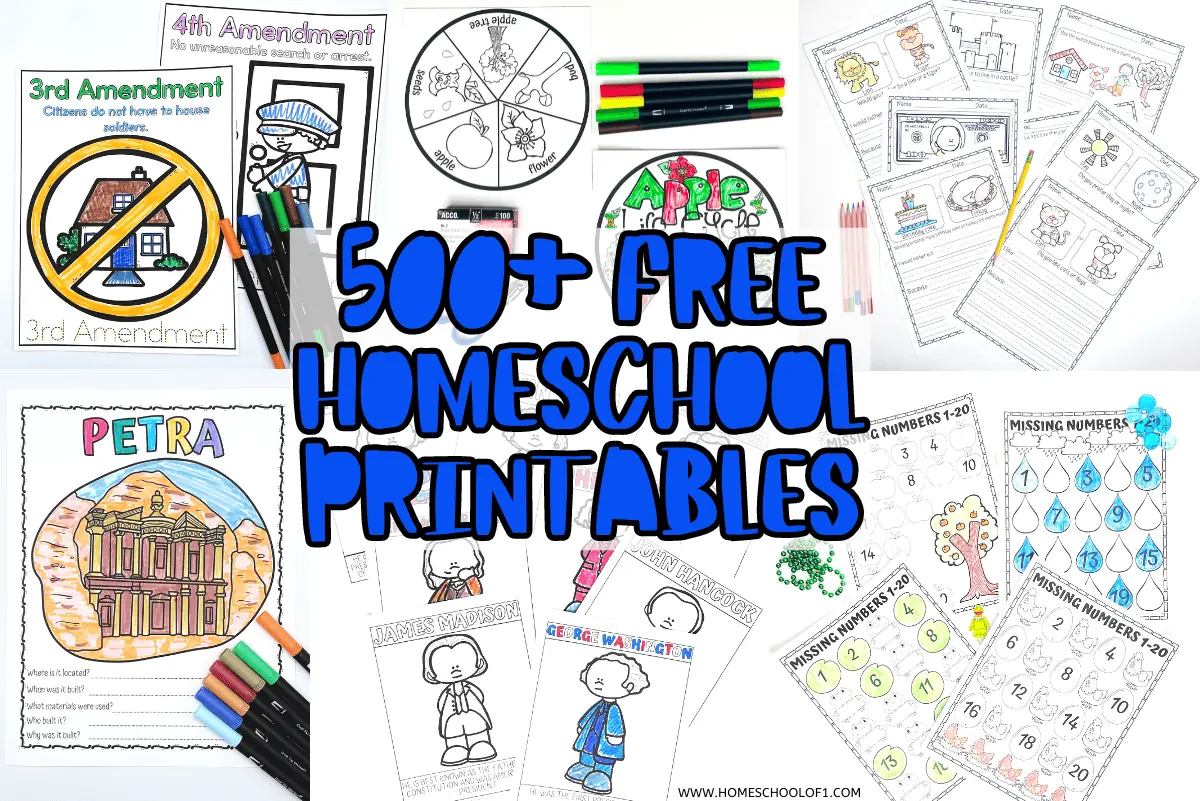 Free Homeschool Printables (Over 500 Worksheets)