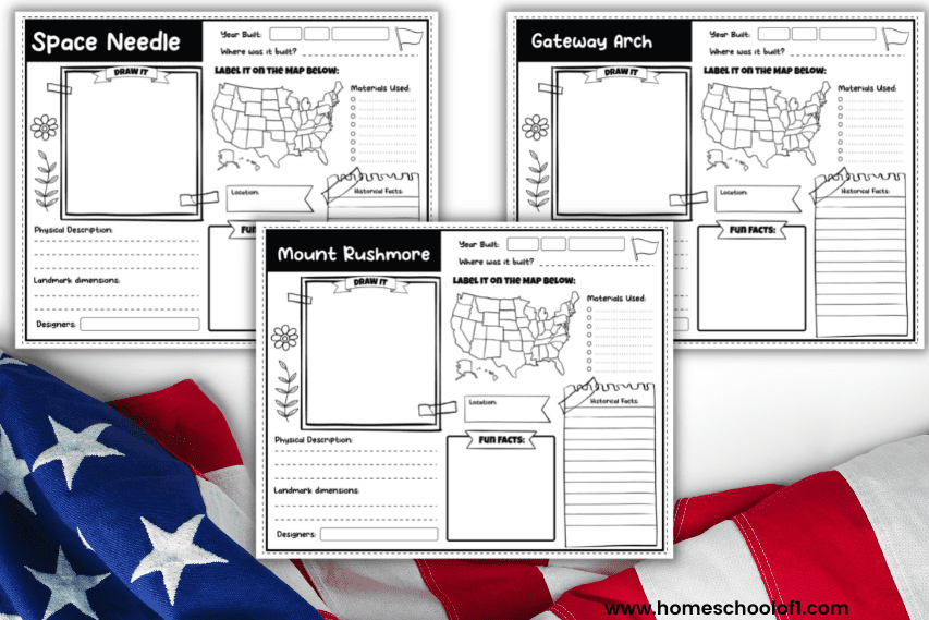 American Landmarks Worksheets