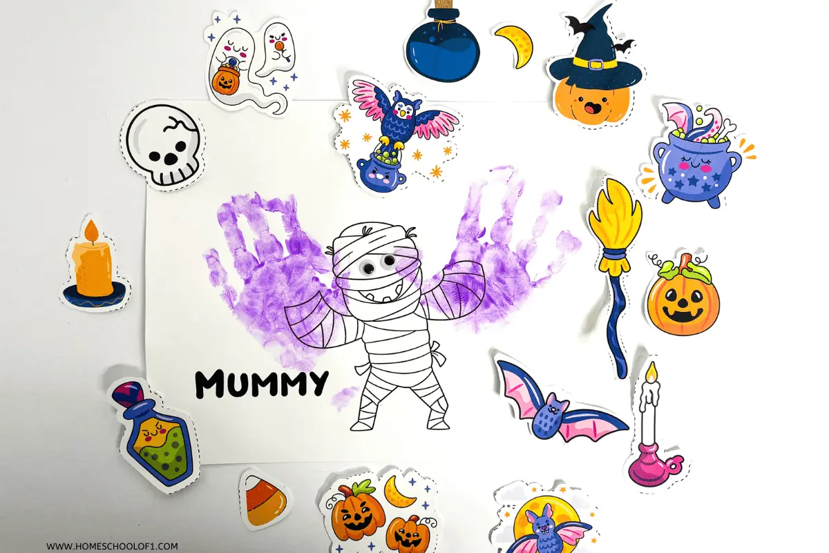 Free Halloween Mummy Handprint Template