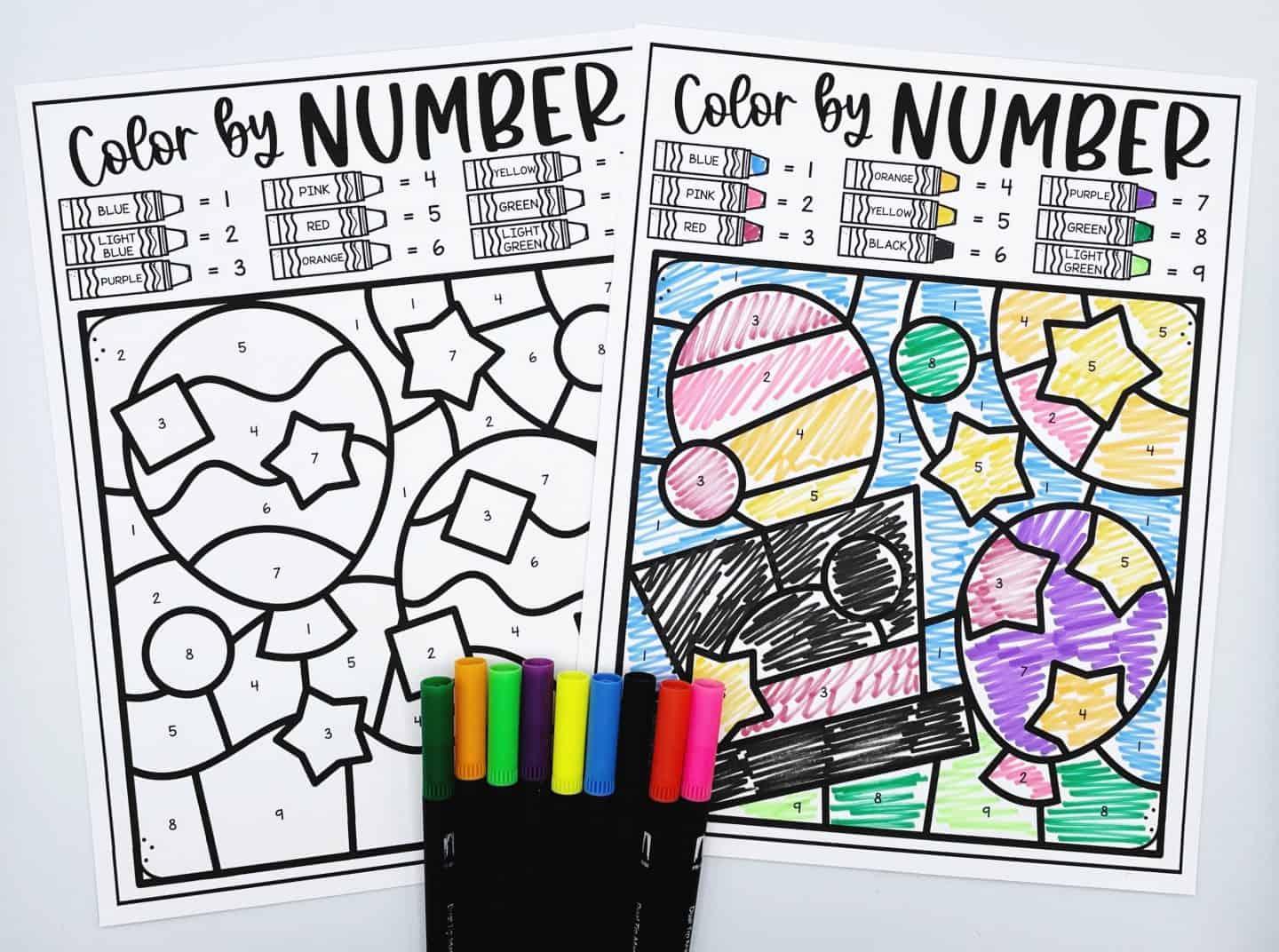 7 New Years Color by Number Free Printables