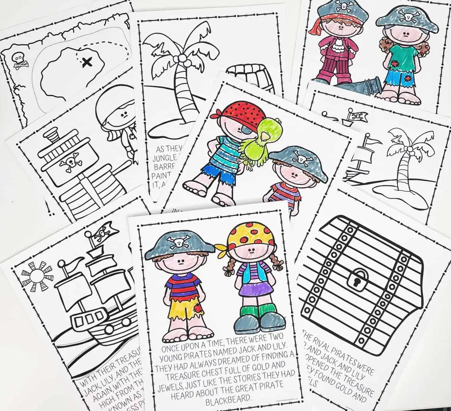 pirate coloring story