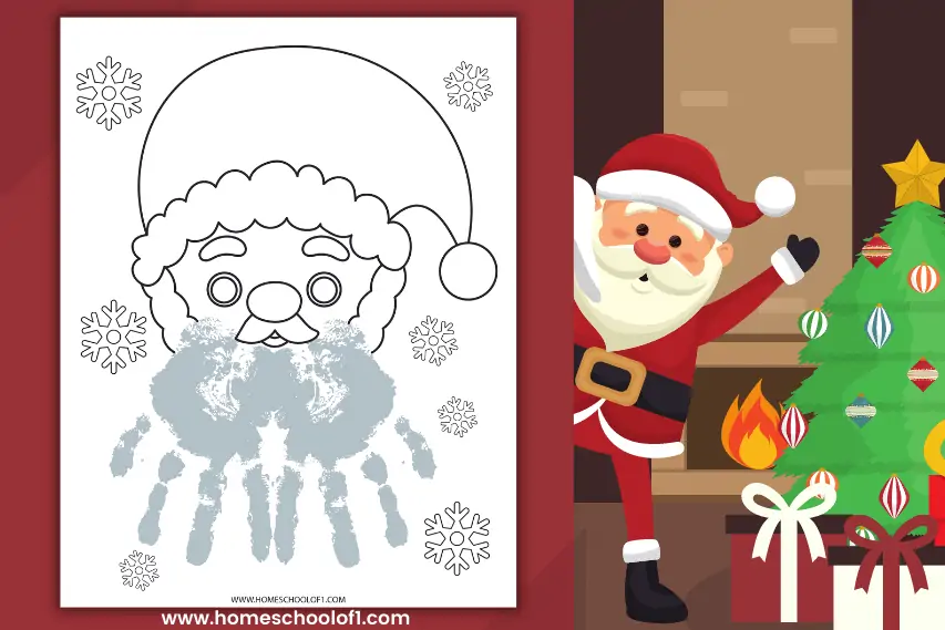 Festive Santa Handprint Painting (Free Template)