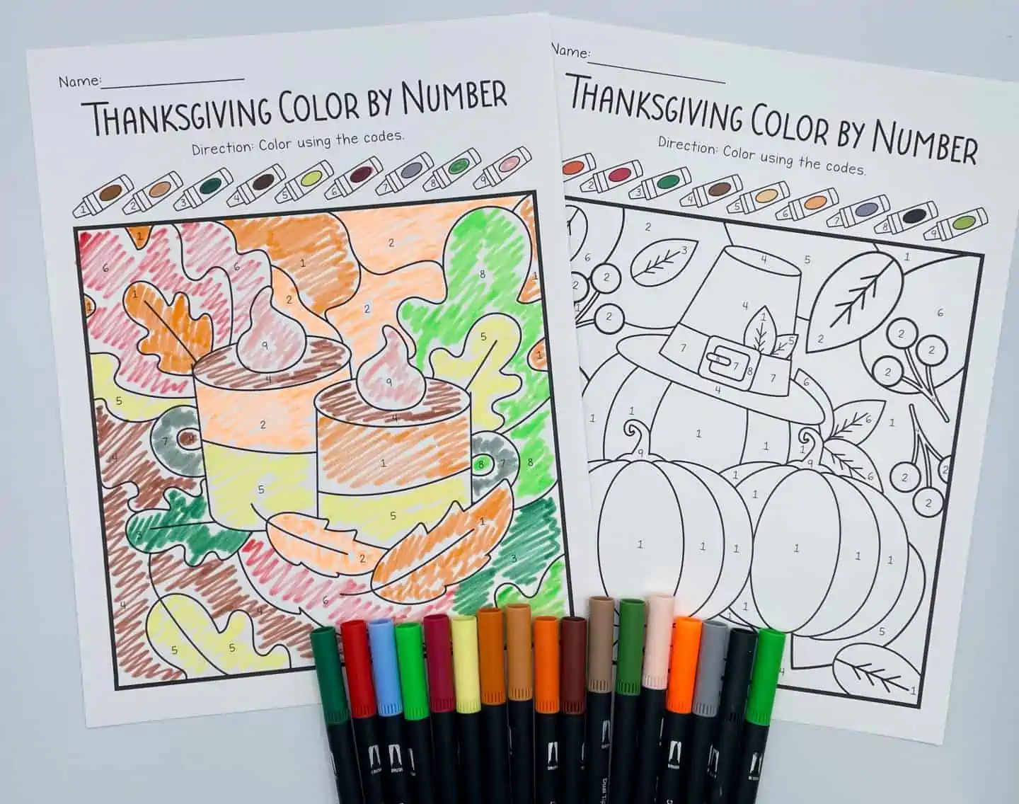 thanksgiving colour by number