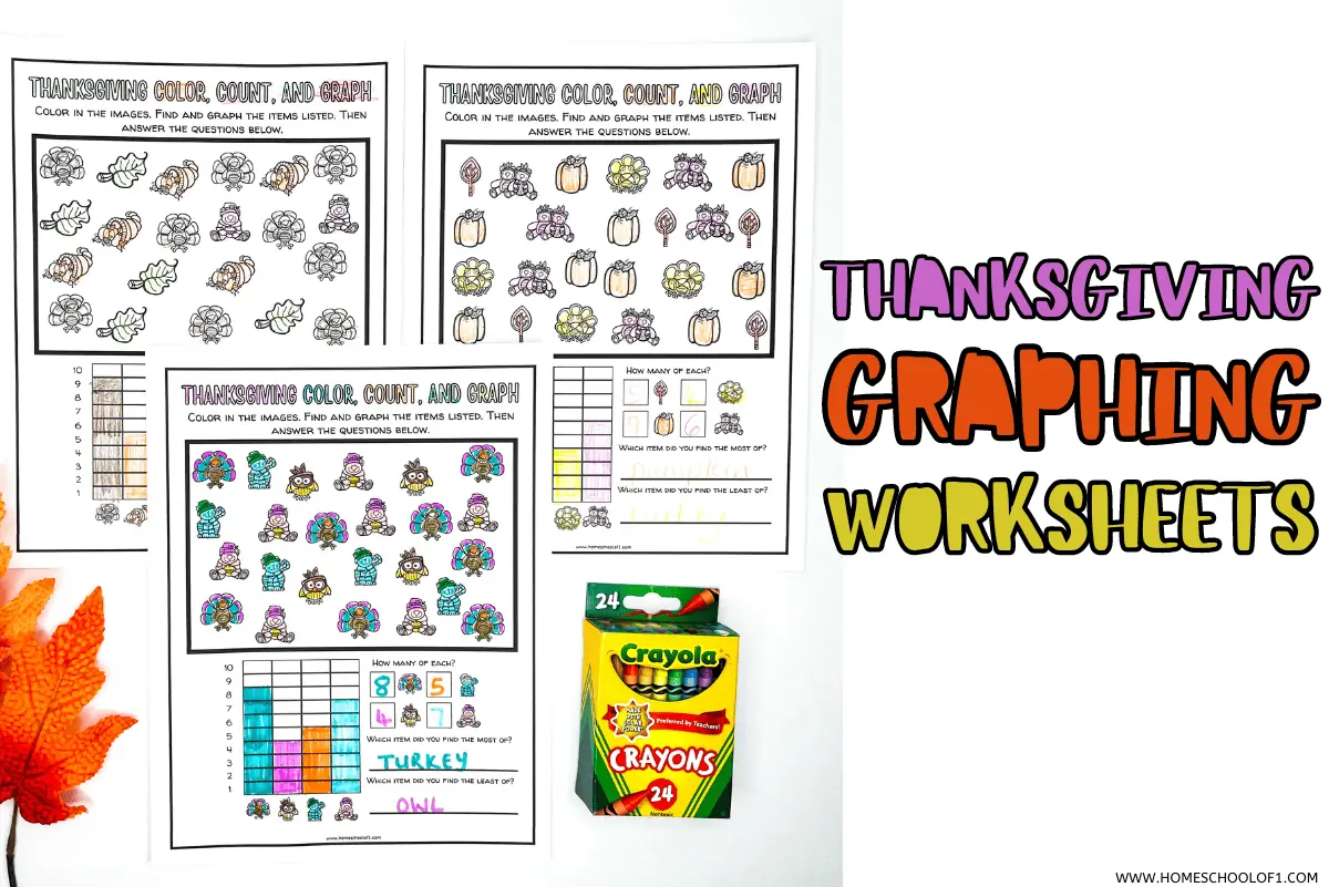 Free Thanksgiving Graphing Worksheets, Color and Count