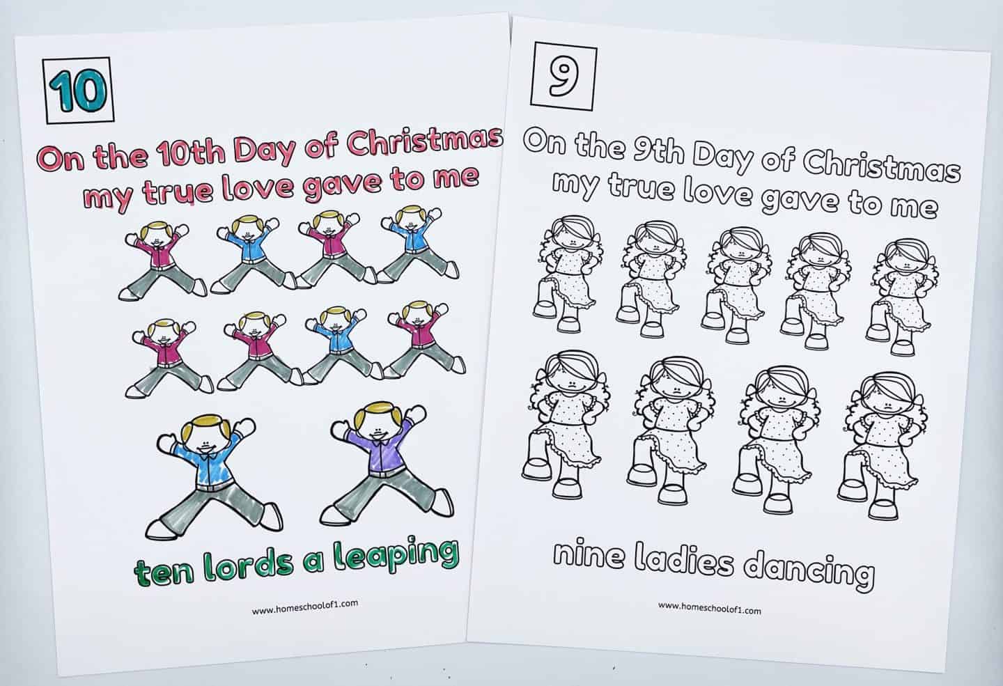 12 DAYS OF CHRISTMAS COLORING