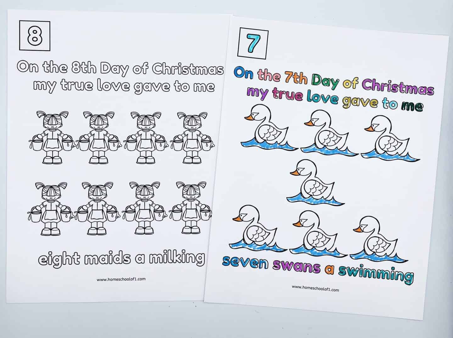 12 DAYS OF XMAS COLORING PAGES
