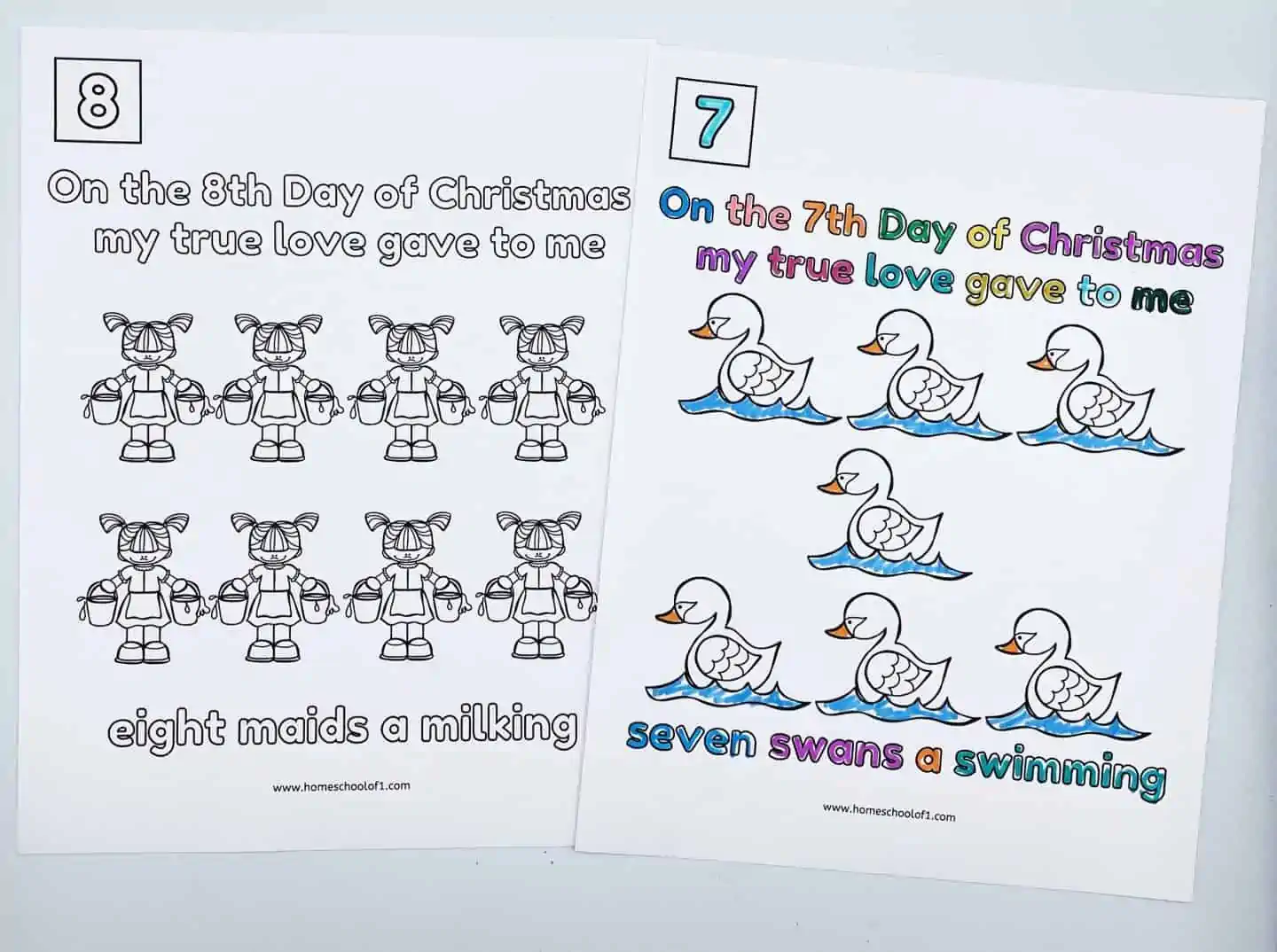 12 DAYS OF XMAS COLORING PAGES