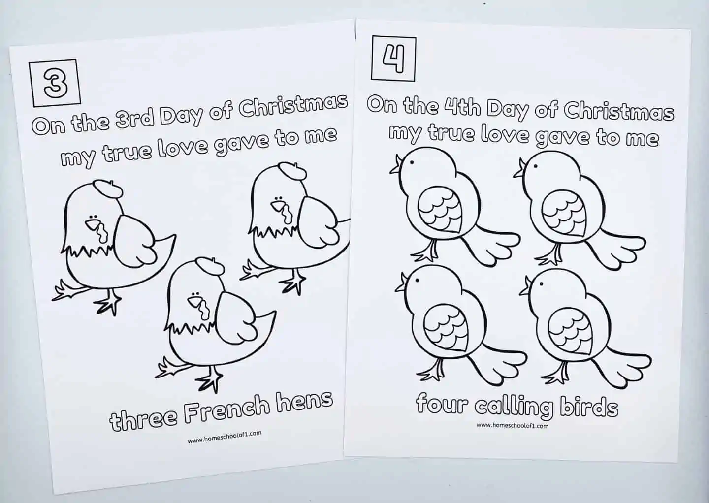 12 DAYS OF XMAS COLOURING PAGES