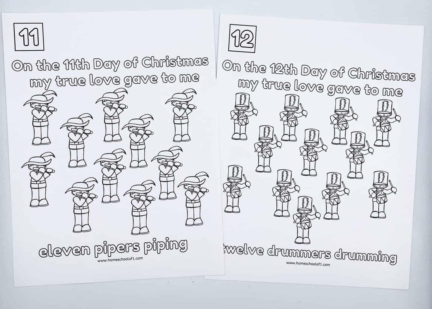 12 DAYS OF XMAS FREE COLORING PAGES