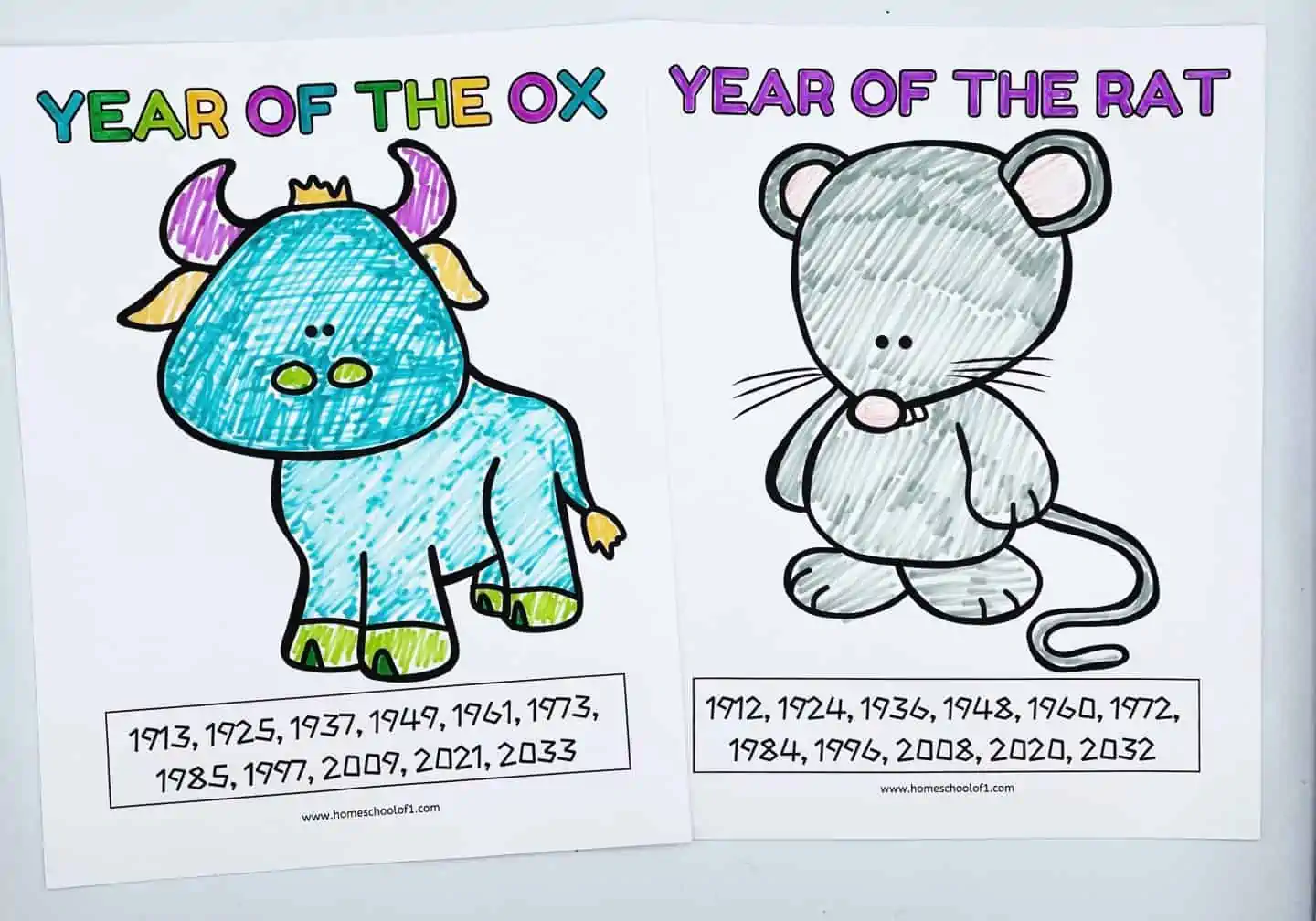 CHINESE ZODIAC COLORING PAGES OX RAT