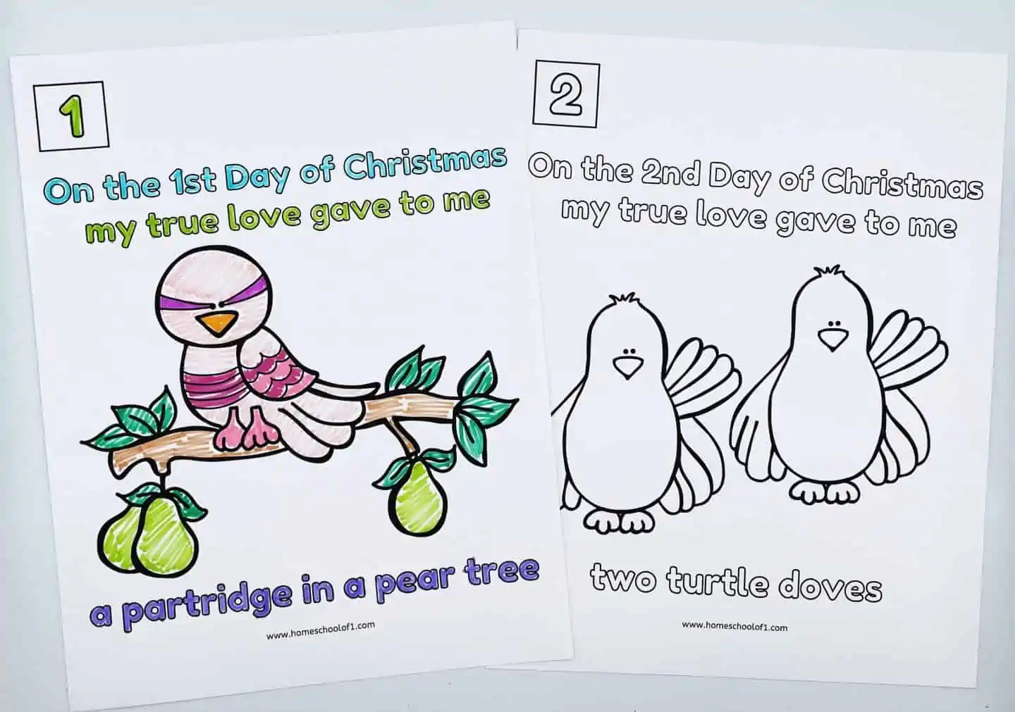 FREE 12 DAYS OF CHRISTMAS COLORING PAGES
