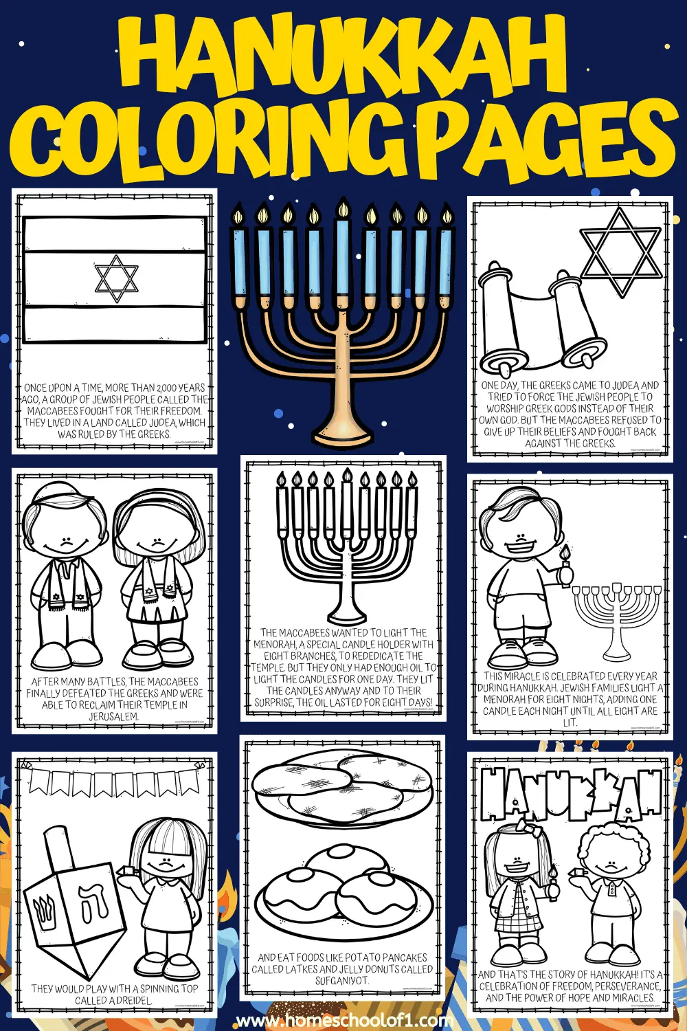 HANUKKAH STORY COLORING PAGES