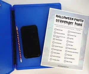 Halloween photo scavenger hunt storage