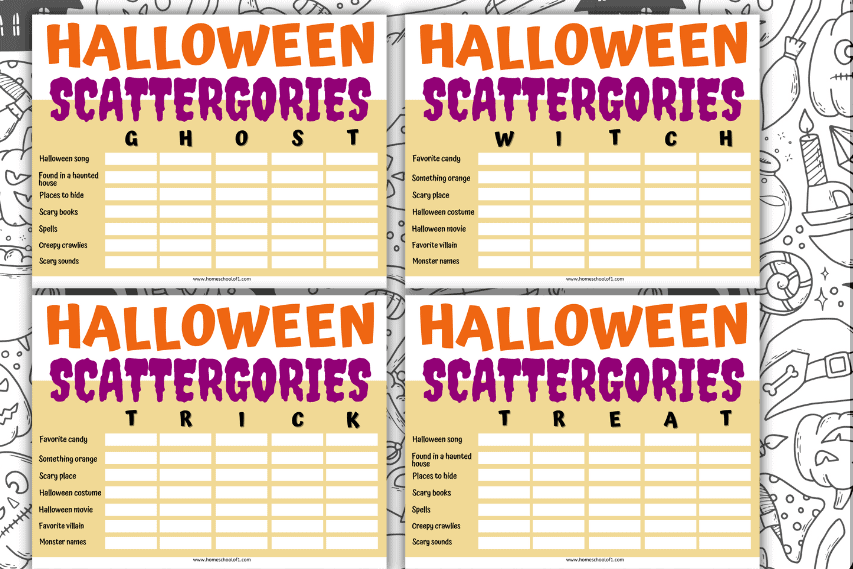 Free Halloween Scattergories Printable - Halloween Scattergories 