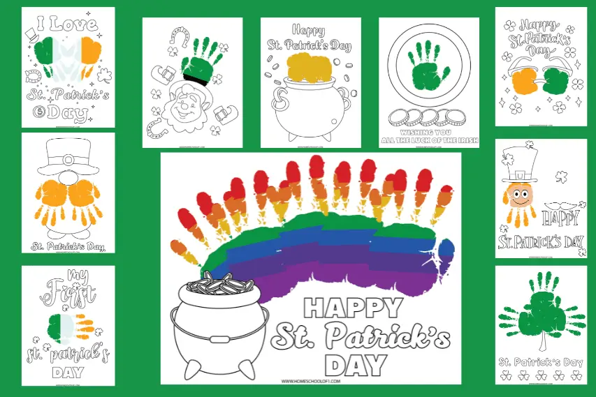 St Patrick’s Day Handprint Art (10 free templates)