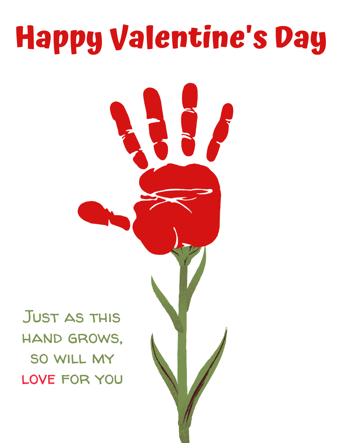Happy Valentines Day handprint