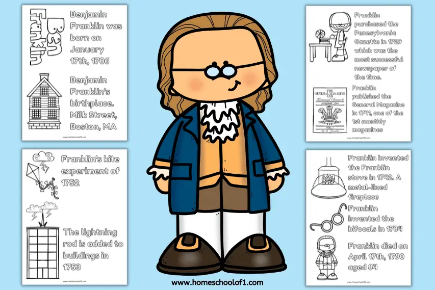 Free Benjamin Franklin Coloring Pages & Timeline Worksheets