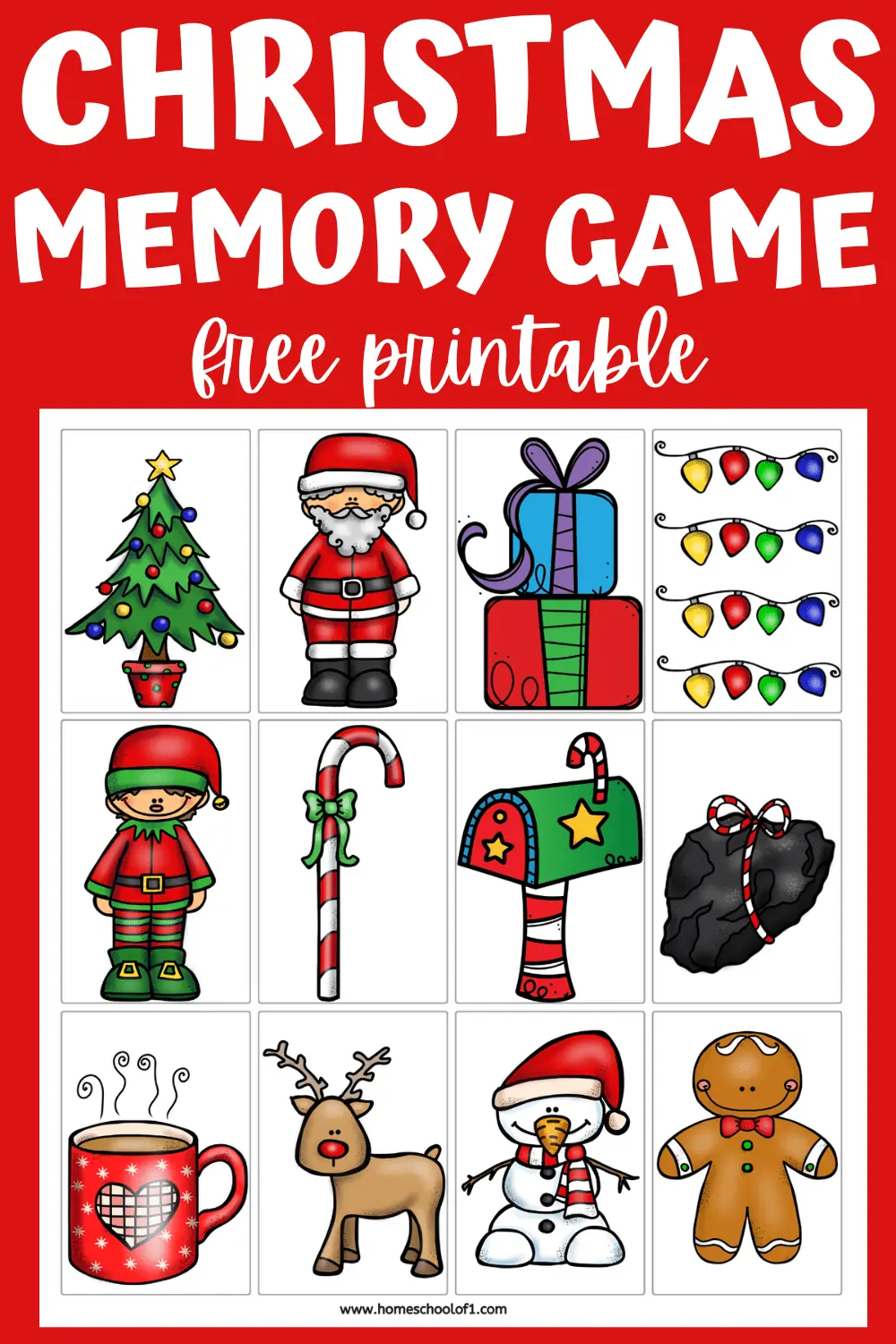 Free Christmas memory game printable