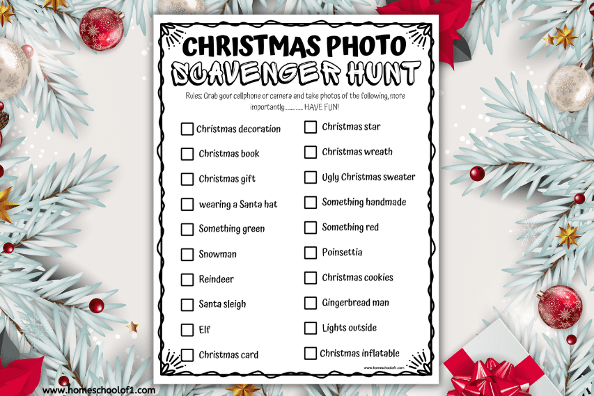 christmas photo scavenger hunt printable