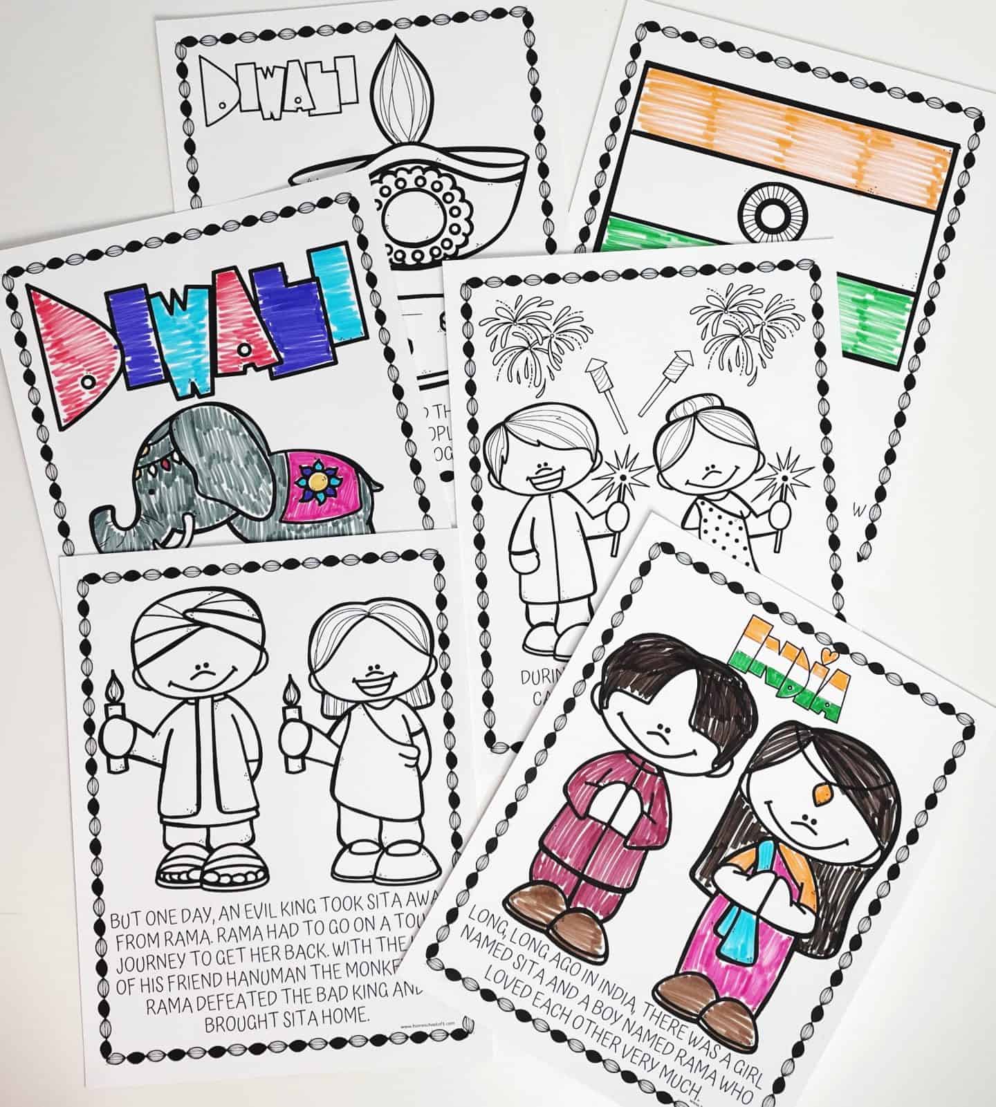 diwali coloring sheets