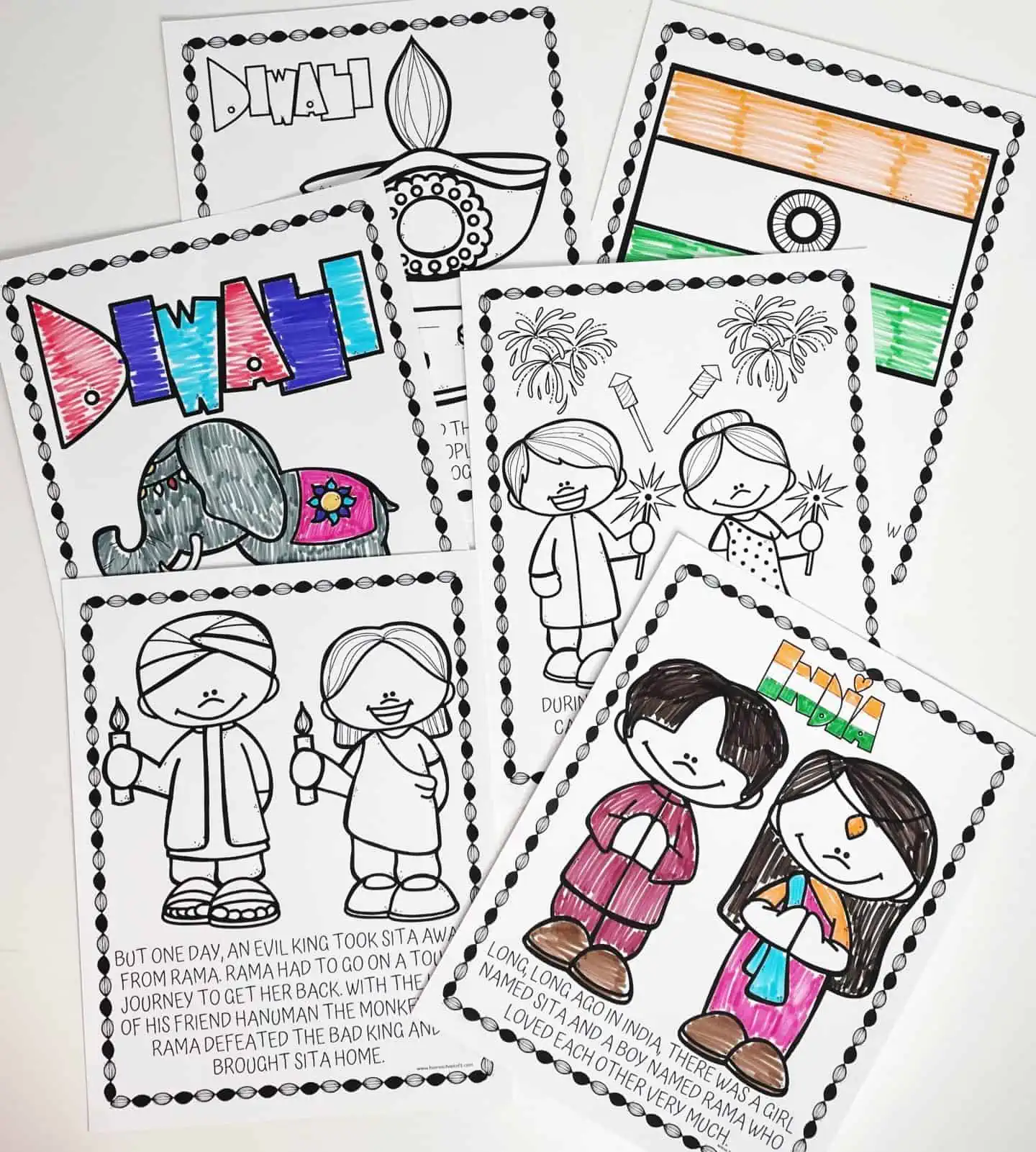 diwali coloring sheets