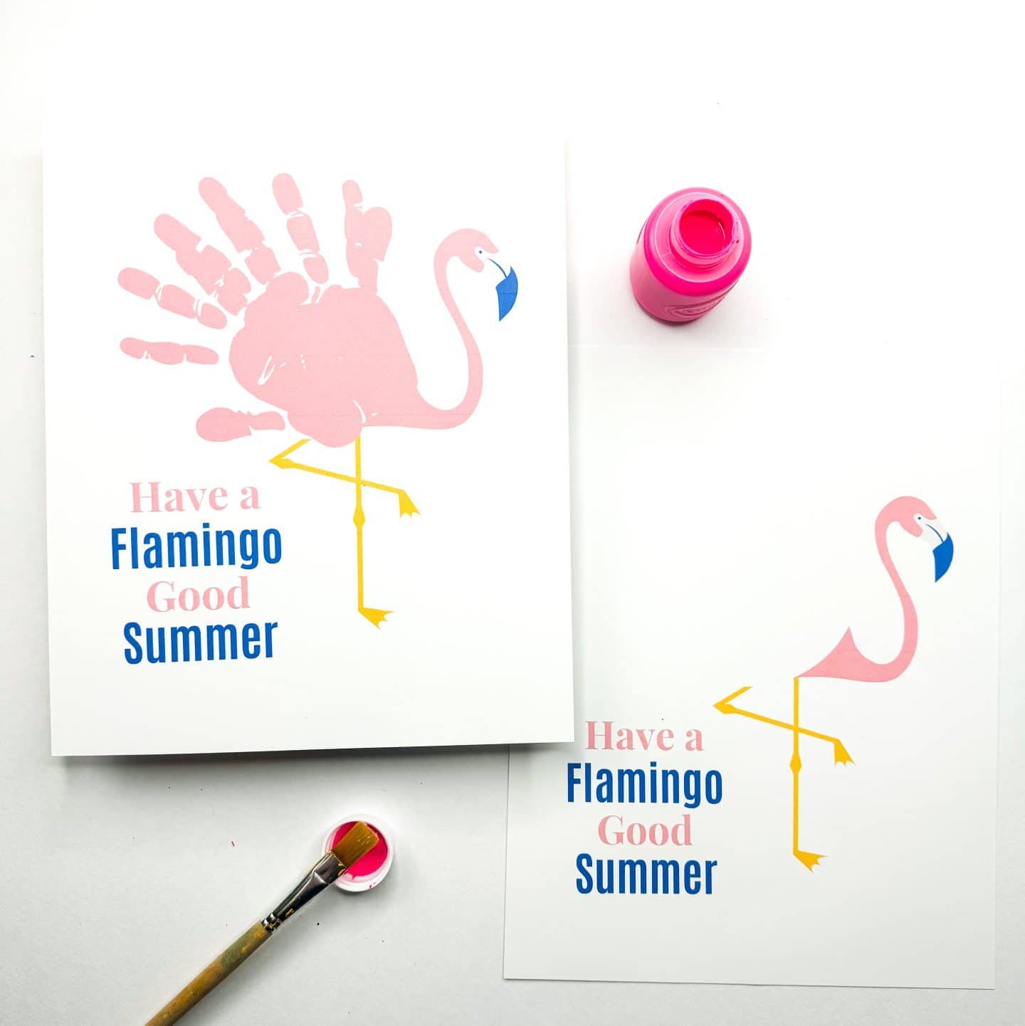 flamingo handprint art