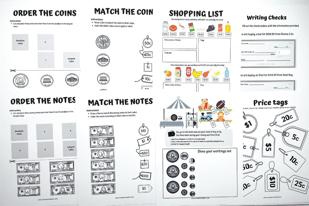 free money worksheets