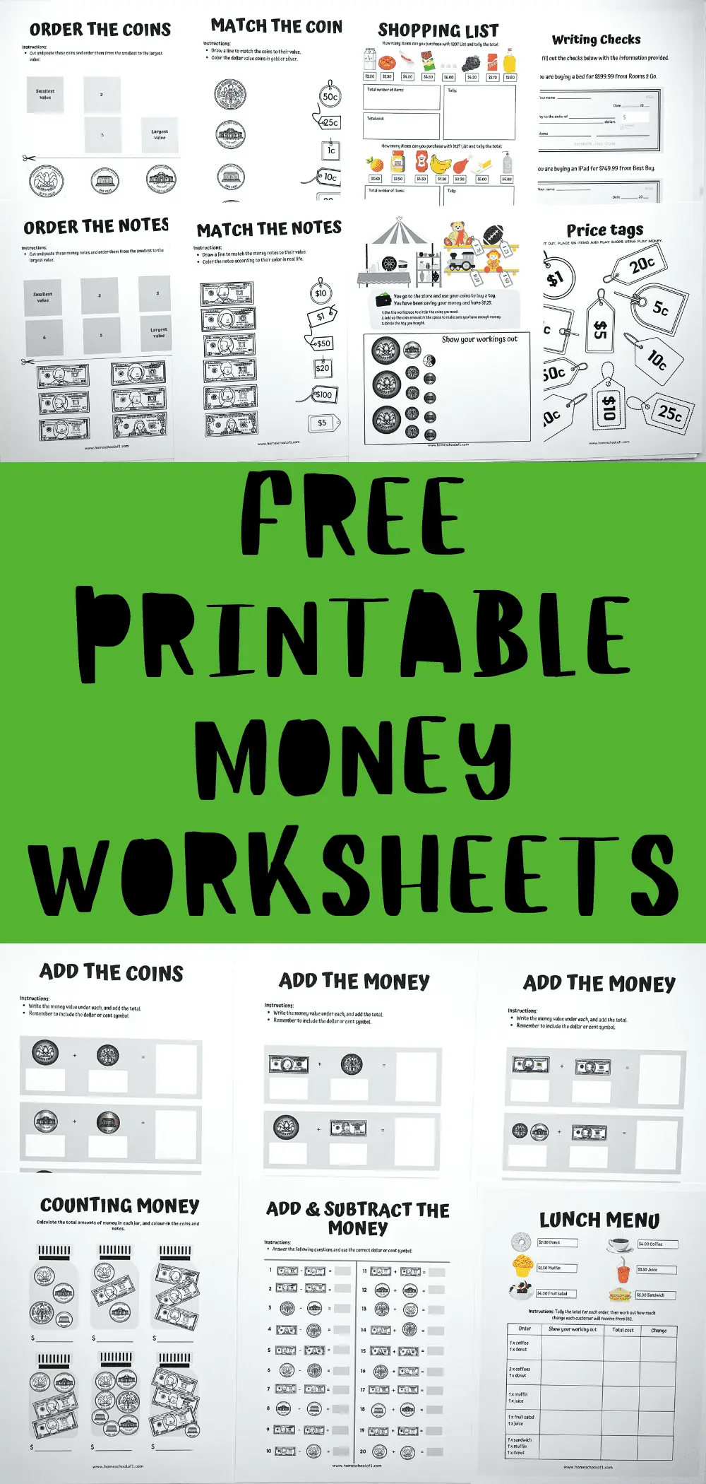 free printable money worksheets