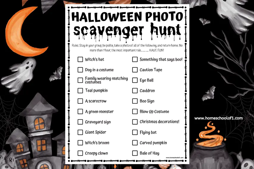 halloween photo scavenger hunt printable