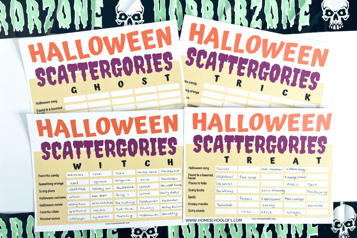 halloween scattergories printable