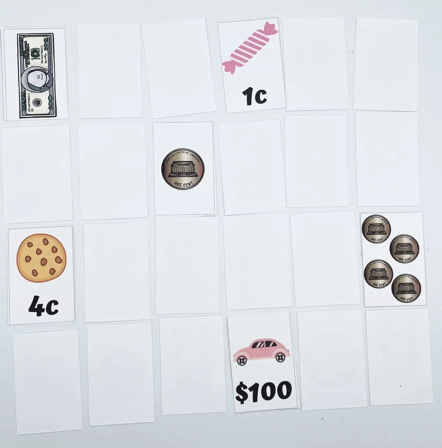 money matching game printable