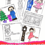 Nutcracker ballet coloring pages with Clara, the prince, and the Sugar Plum Fairy.