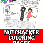 Nutcracker coloring pages printable set with six festive designs.
