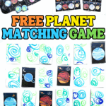 Free printable planet matching game with colorful space cards, great for kids to learn planets while playing.