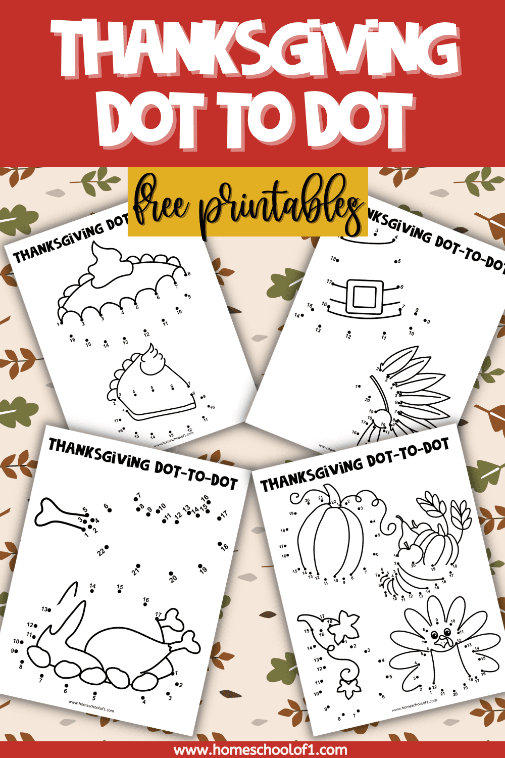 4 Free Thanksgiving Dot to Dot Printables