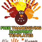 Collection of six Thanksgiving handprint printables including fall trees and turkeys.