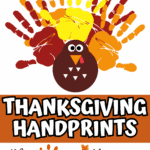Happy Thanksgiving turkey handprint art and additional fall-themed templates below
