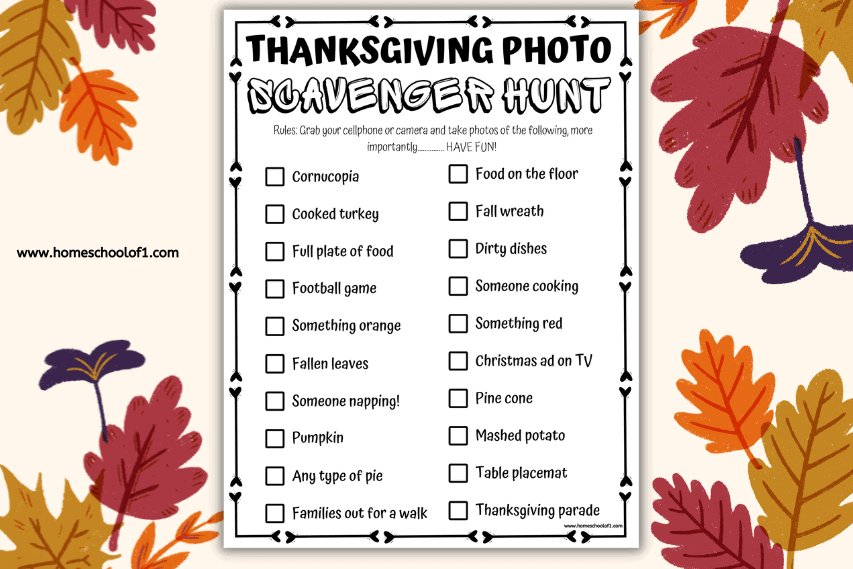 thanksgiving photo scavenger hunt printable