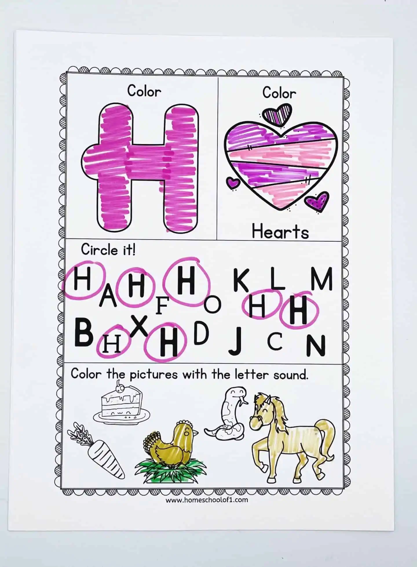 valentine alphabet letter h
