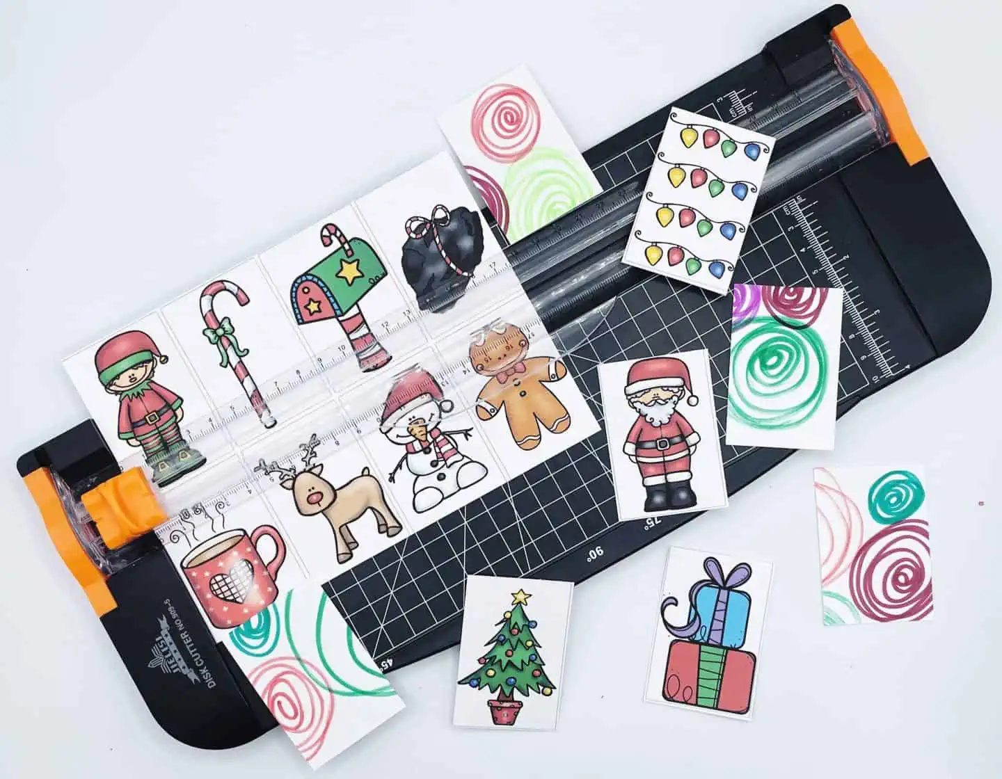 cutting the memory cards up with a paper cuttter